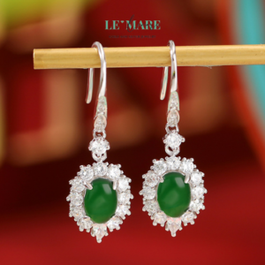Khuyên tai Ngọc Bích nữ BNKT28 Le'mare Jewelry LMJ
