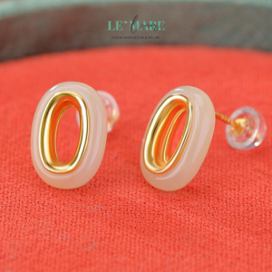 Khuyên tai Ngọc Bích nữ BNKT34 Le'mare Jewelry LMJ