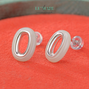 Khuyên tai Ngọc Bích nữ BNKT34 Le'mare Jewelry LMJ