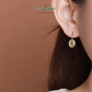 Khuyên tai Ngọc Bích nữ BNKT35 Le'mare Jewelry LMJ