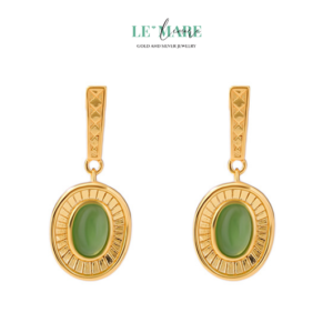 Khuyên tai Ngọc Bích nữ BNKT35 Le'mare Jewelry LMJ