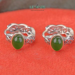 Khuyên tai Ngọc Bích nữ BNKT40 Le'mare Jewelry LMJ