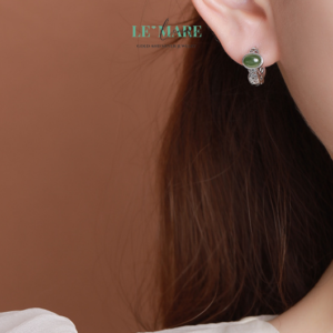 Khuyên tai Ngọc Bích nữ BNKT40 Le'mare Jewelry LMJ