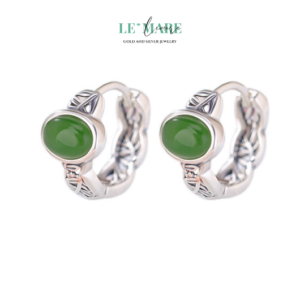 Khuyên tai Ngọc Bích nữ BNKT40 Le'mare Jewelry LMJ