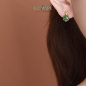 Khuyên tai Ngọc Bích nữ BNKT45 Le'mare Jewelry LMJ