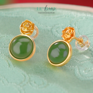Khuyên tai Ngọc Bích nữ BNKT45 Le'mare Jewelry LMJ