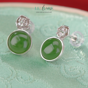 Khuyên tai Ngọc Bích nữ BNKT45 Le'mare Jewelry LMJ