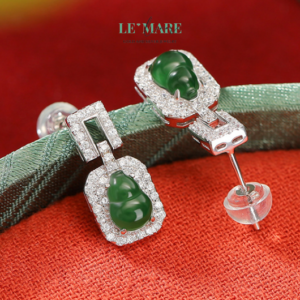 Khuyên tai Ngọc Bích nữ BNKT50 Le'mare Jewelry LMJ