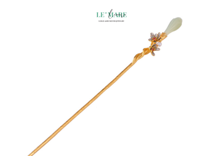 Trâm Cài Tóc Thanh Hoa – Khi nụ hoa ngọc bích chớm nở giữa mái tóc người thiếu nữ BNTC01 Le'mare Jewelry LMJ