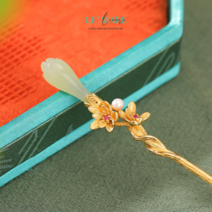 Trâm cài tóc ngọc bích Hoàng Diệp – Đóa hoa vàng rực rỡ trên mái tóc người thương BNTC03 Le'mare Jewelry LMJ