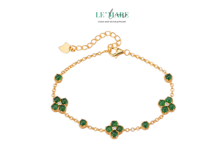 Lắc Tay Bạc Nữ Ngọc Bích Cỏ Bốn Lá May Mắn – Duyên Dáng và Bình An BNVT06 Lắc Tay Bạc Nữ Ngọc Bích Cỏ Bốn Lá May Mắn – Duyên Dáng và Bình An BNVT06 - Ảnh 5