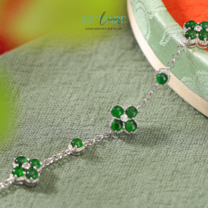 Lắc Tay Bạc Nữ Ngọc Bích Cỏ Bốn Lá May Mắn – Duyên Dáng và Bình An BNVT06 Lắc Tay Bạc Nữ Ngọc Bích Cỏ Bốn Lá May Mắn – Duyên Dáng và Bình An BNVT06 Le'mare Jewelry LMJ