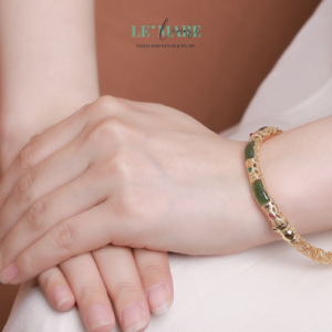 Vòng tay ngọc bích bọc bạc BNVT11 Le'mare Jewelry LMJ
