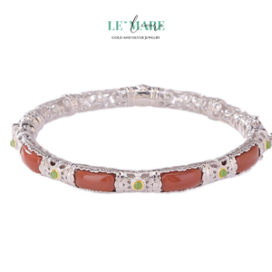 Vòng tay ngọc bích bọc bạc BNVT11 Le'mare Jewelry LMJ