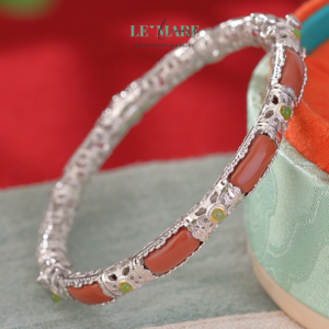 Vòng tay ngọc bích bọc bạc BNVT11 Le'mare Jewelry LMJ
