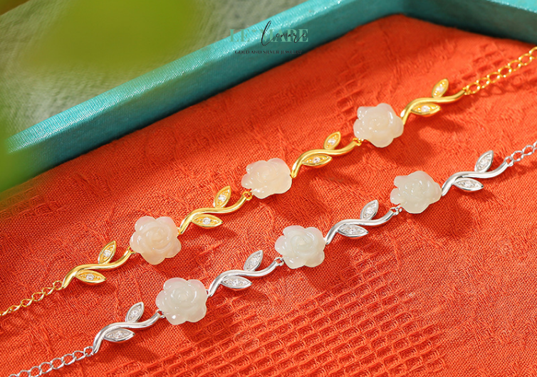 Vòng tay ngọc bích nữ Florabéa – Khi Hoa Lá Và Ngọc Bích Cùng Thì Thầm Trên Cổ Tay BNVT18 Le'mare Jewelry LMJ