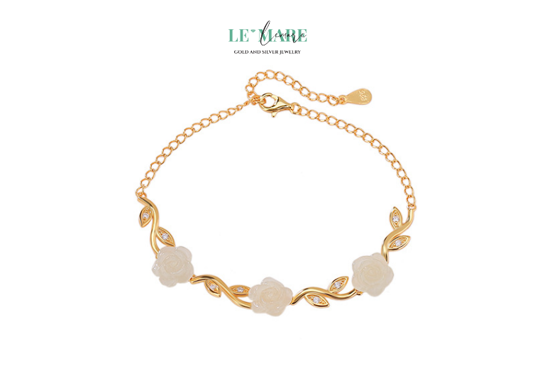 Vòng tay ngọc bích nữ Florabéa – Khi Hoa Lá Và Ngọc Bích Cùng Thì Thầm Trên Cổ Tay BNVT18 Le'mare Jewelry LMJ