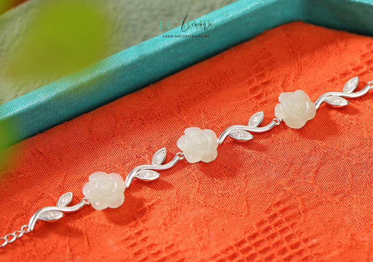 Vòng tay ngọc bích nữ Florabéa – Khi Hoa Lá Và Ngọc Bích Cùng Thì Thầm Trên Cổ Tay BNVT18 Le'mare Jewelry LMJ