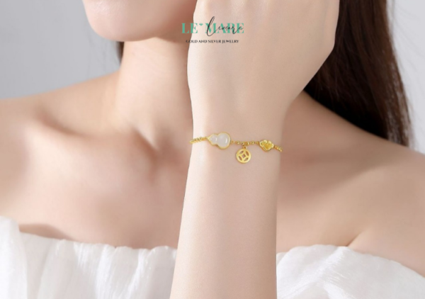 Vòng tay ngọc bích nữ Ngọc Phúc Tài – Vòng tay ngọc bích nữ mang tài lộc và phúc khí vẹn tròn BNVT20 - Ảnh 2
