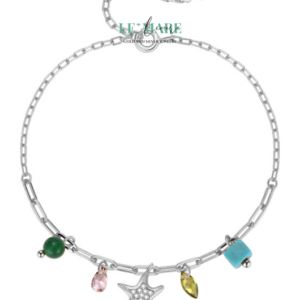 Vòng tay bạc nữ Khóa Tâm Giao BNVT21 Le'mare Jewelry LMJ