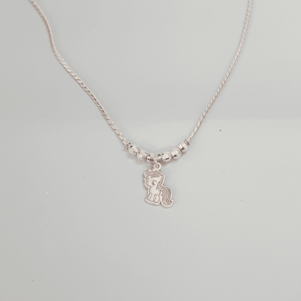 Dây chuyền S 6 bi nhỏ bạc ta mặt ngựa Pony cho bé gái Le'Mare Jewelry - Dây Chuyền Bạc Trẻ Em