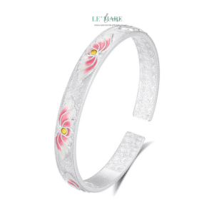 Vòng Tay Bạc Nữ Lục Bảo Liên Hoa BNVT55 Le'mare Jewelry LMJ