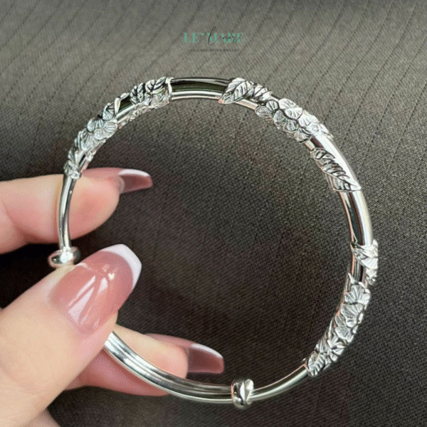 Vòng Tay Bạc Nữ Lá Mùa Xuân BNVT30 - Ảnh 2