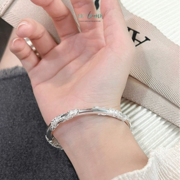Vòng Tay Bạc Nữ Lá Mùa Xuân BNVT30 - Ảnh 3