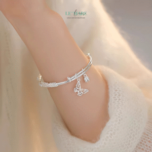 Vòng Tay Bạc Nữ Lá Bay Hương Sắc BNVT31