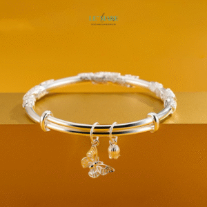 Vòng Tay Bạc Nữ Lá Bay Hương Sắc BNVT31 Le'mare Jewelry LMJ