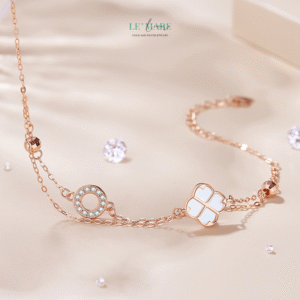 Vòng tay bạc nữ Lucky Clover BNVT35 Le'mare Jewelry LMJ