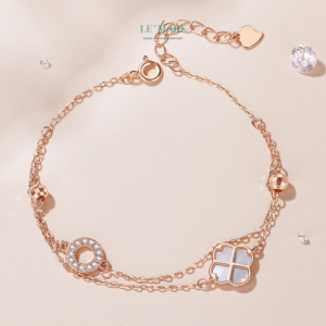 Vòng tay bạc nữ Lucky Clover BNVT35 Le'mare Jewelry LMJ