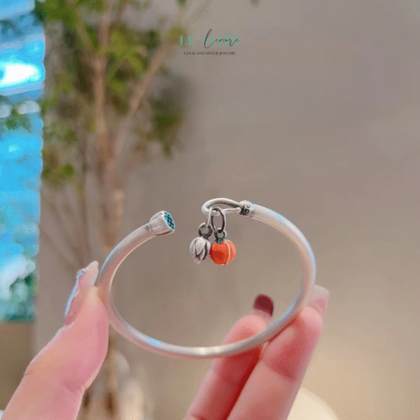 Vòng Tay Bạc Nữ Phúc Hồng – Thanh Sắc Của May Mắn và Tình Yêu BNVT48