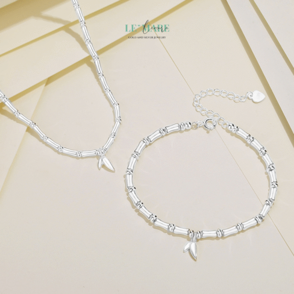 Vòng tay bạc ngọc bích Trúc Lâm Diệp BNVT62 - Ảnh 2