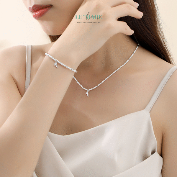 Vòng tay bạc ngọc bích Trúc Lâm Diệp BNVT62 - Ảnh 3