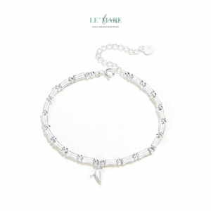 Vòng tay bạc ngọc bích Trúc Lâm Diệp BNVT62 Le'mare Jewelry LMJ