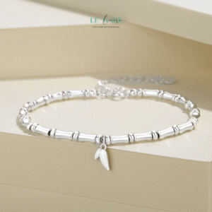 Vòng tay bạc ngọc bích Trúc Lâm Diệp BNVT62 Le'mare Jewelry LMJ