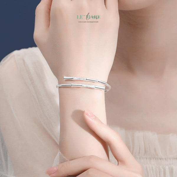 Vòng Tay Bạc Nữ Lam Nguyệt BNVT82 - Ảnh 5