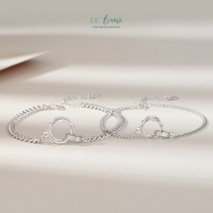 Vòng tay bạc đôi Đan Quang BNVT64 Le'mare Jewelry LMJ