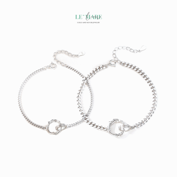 Vòng tay bạc đôi Đan Quang BNVT64 - Ảnh 4