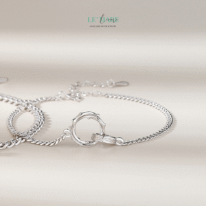 Vòng tay bạc đôi Đan Quang BNVT64 Le'mare Jewelry LMJ