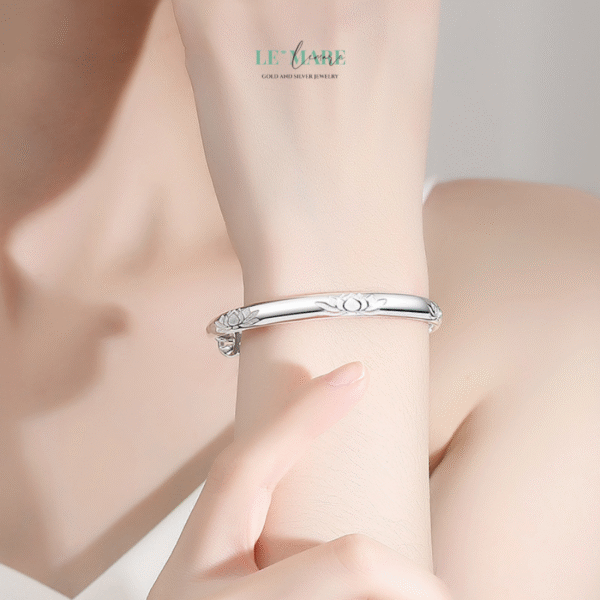 Bạch Liên – Vòng Tay Bạc Nữ Thanh Khiết Như Một Đóa Sen Trắng BNVT106 - Ảnh 3