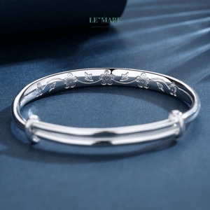 Bạch Liên – Vòng Tay Bạc Nữ Thanh Khiết Như Một Đóa Sen Trắng BNVT106 Le'mare Jewelry LMJ