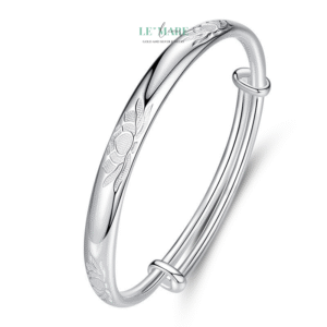 Bạch Liên – Vòng Tay Bạc Nữ Thanh Khiết Như Một Đóa Sen Trắng BNVT106 Le'mare Jewelry LMJ