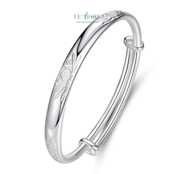 Bạch Liên – Vòng Tay Bạc Nữ Thanh Khiết Như Một Đóa Sen Trắng BNVT106 - Ảnh 5
