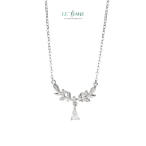Dây chuyền bạc nữ Nguyệt Tâm – Nhành nguyệt quế ôm lấy trái tim thanh xuân BNDC94 Le'mare Jewelry LMJ
