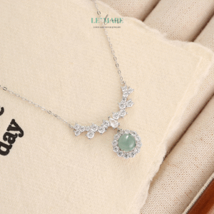 Dây chuyền ngọc bích nữ Dương Hoa – Hoa của mặt trời, sắc ngọc của người thương BNDC96 Le'mare Jewelry LMJ