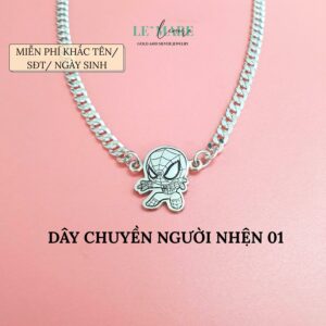 Bộ Lắc Bạc, Dây Chuyền Bạc Spider Man Dành Cho Trẻ Em Từ 0-10 Tuổi Le'mare Jewelry LMJ